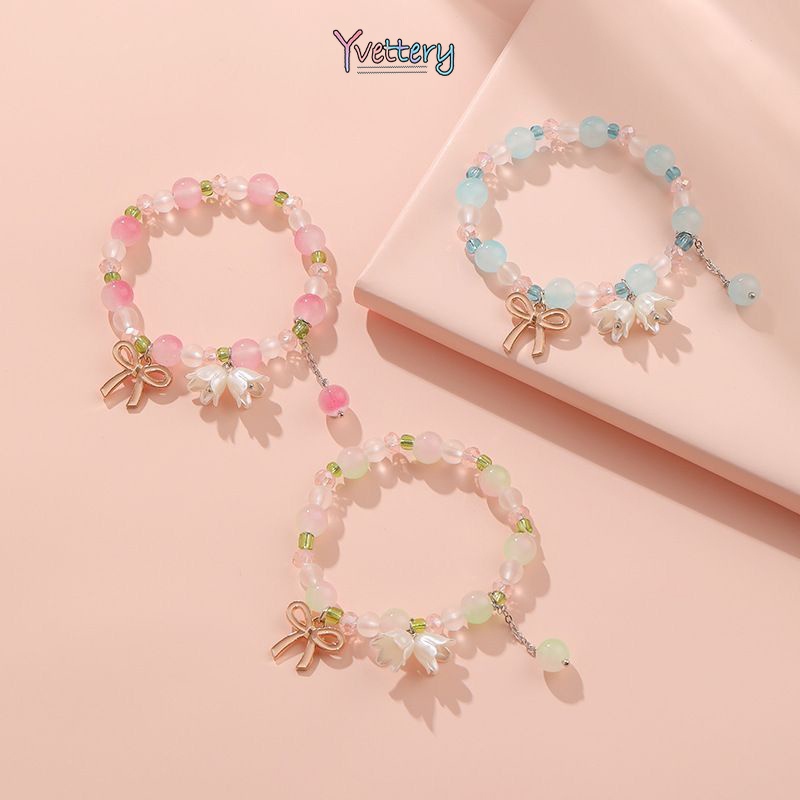 ส่งจากไทยสร้อยข้อมือกล้วยไม้ระฆังหวานสำหรับสุภาพสตรีเรียบง่ายขนาดเล็กสดมือสตริงของขวัญเพื่อนนักเรียนพร้อมส่ง