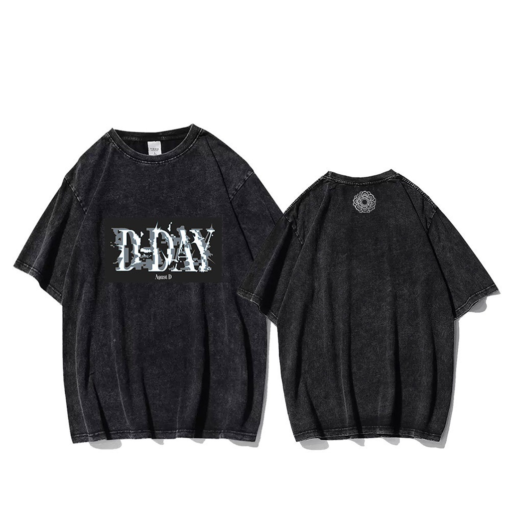 Kpop Bangtan Boys SUGA AGUST D-DAY TOUR MERCH เสื้อยืด SU/GA Face .US O-neck เสื้อยืดแขนสั้นผ้าฝ้ายผ