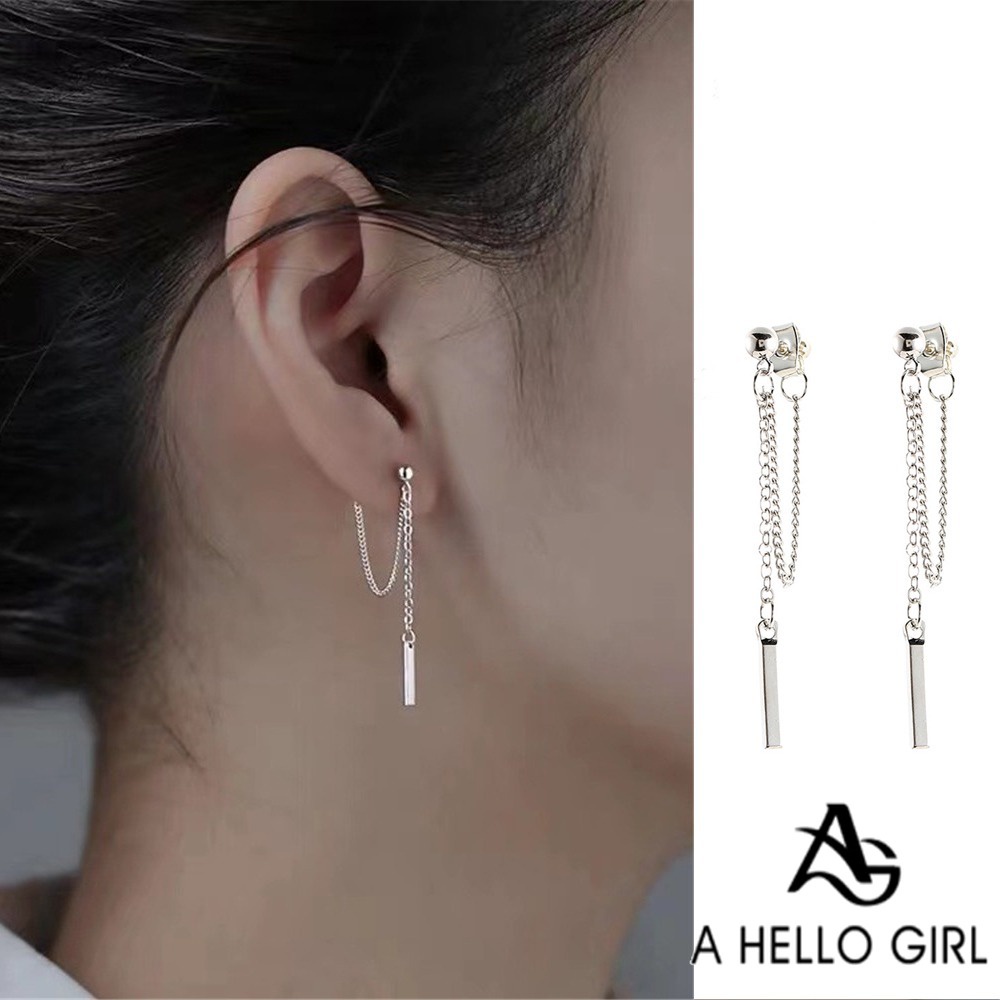 A HELLO GIRL เครื่องประดับ ต่างหูระย้า ห้อยพู่โซ่ยาว โลหะ สไตล์เกาหลี เรโทร สําหรับผู้หญิง