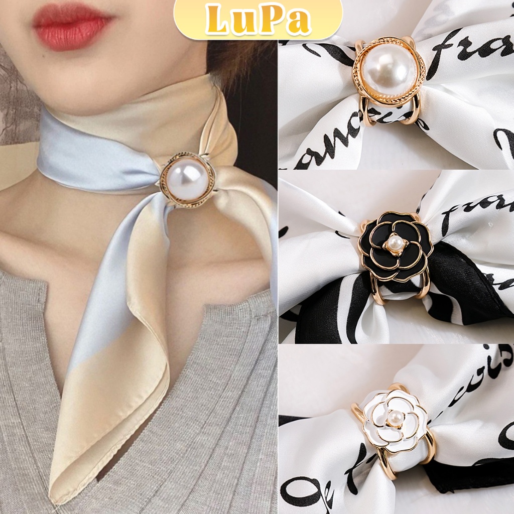 LuPa แหวนผ้าคลุมไหล่ สําหรับติดประดับผ้าพัน  ประดับไข่มุก สไตล์เรโทร Scarf Ring