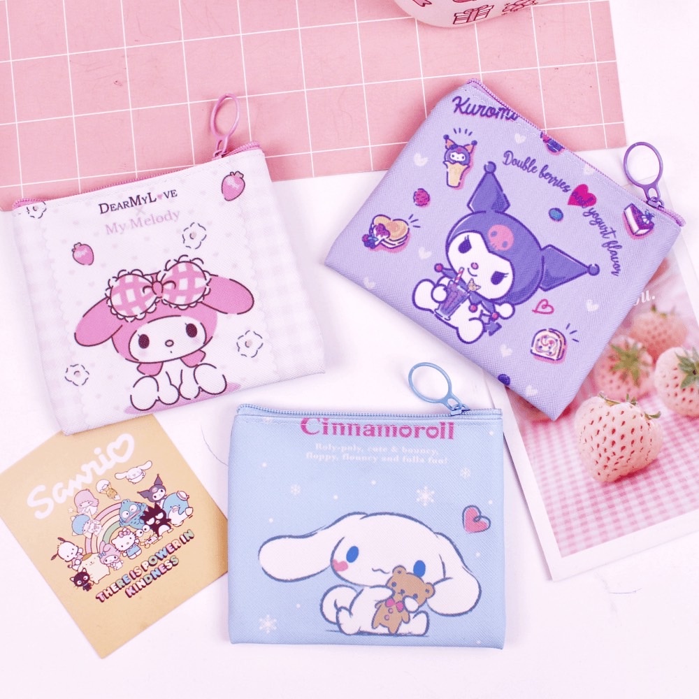 กระเป๋าใส่เหรียญ ผ้า หนัง ลายน่ารัก-การ์ตูน #F-0015
