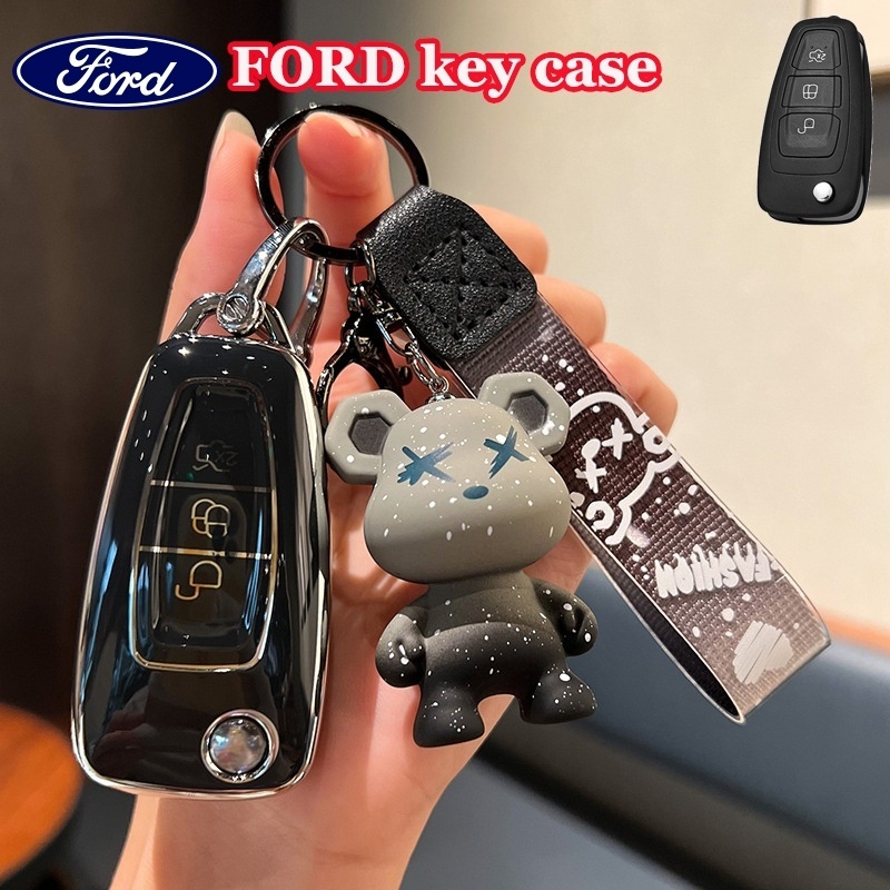 เคสรีโมทกุญแจรถยนต์ แบบพับได้ สําหรับ Ford Fiesta Escape Ecosport