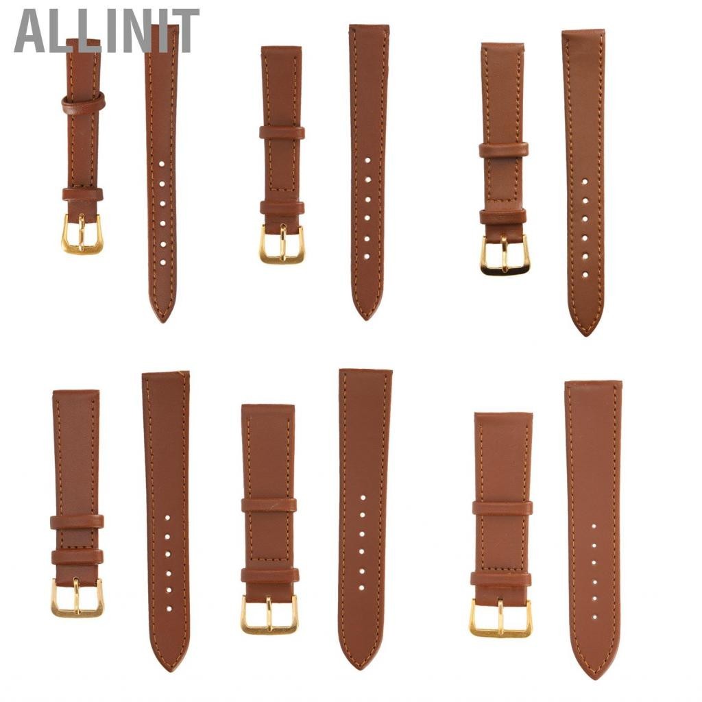 Allinit watch bracelet Watch Accessory Unisex Universal Pin Buckle Band PU Leather Replacement Strap Brown