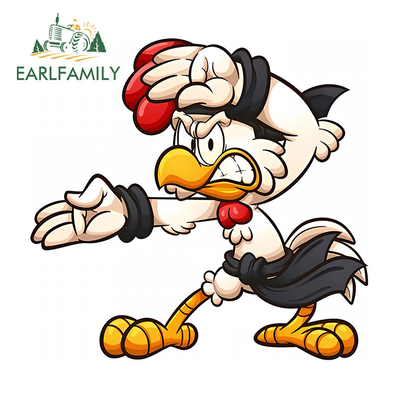 Earlfamily 13 ซม.คาราเต้ไก่รถสติกเกอร์ Creative Scratch-Proof JDM Decal รถจักรยานยนต์แล็ปท็อปบุคลิกภาพรถอุปกรณ์เสริม