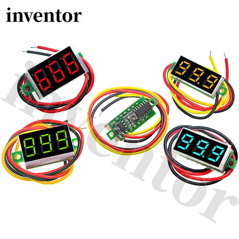 เครื่องวัดแรงดันไฟฟ้าดิจิทัล DC LED 0-100V 0.28 0.36 นิ้ว 12V สีแดง สีเขียว สีฟ้า สําหรับรถยนต์
