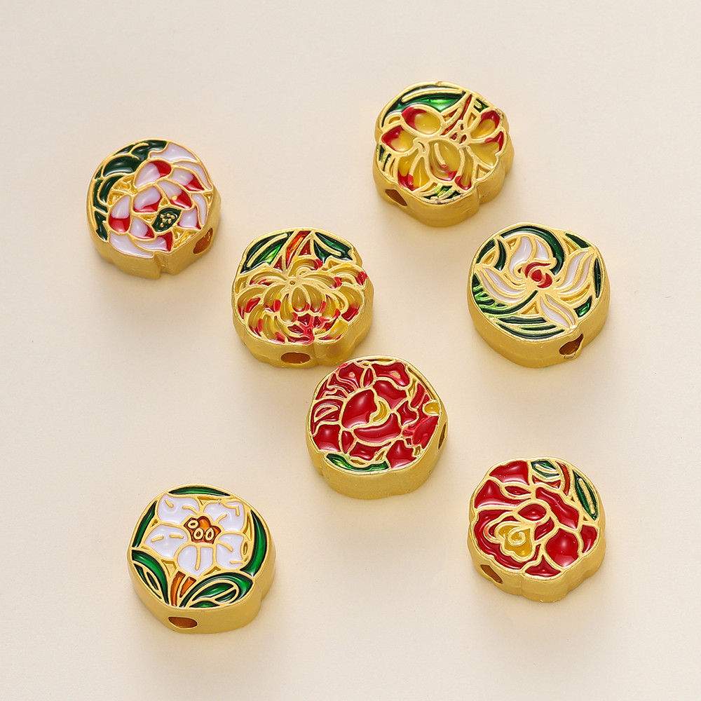 St. kunkka 2 ชิ้นลูกปัดดอกไม้สไตล์จีนย้อนยุคโชคดีดอกไม้ Spacer ลูกปัดสําหรับ DIY สร้อยข้อมือสร้อยคอทํา - รูปที่ 5