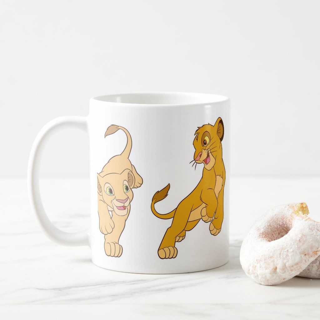 แก้วที่กําหนดเอง Simba & Nala เล่นแก้วกาแฟ Disney Lion King แก้วเซรามิค Jinemo 169 2701