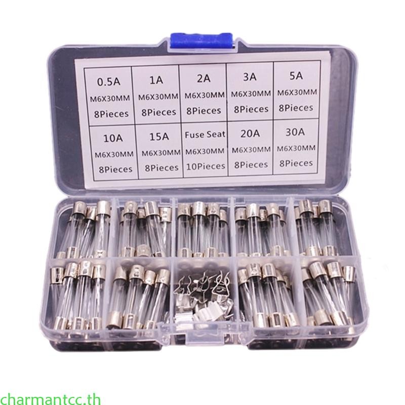 72pcs Fast Blow Glass Tube Fuses 6x30mm 250V 0.5A/1/2A/3A/5A/10A/15A/20A/30A