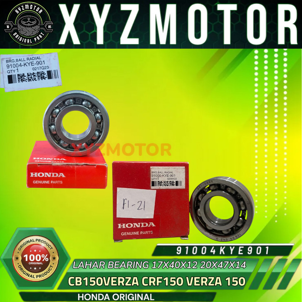 LAHAR BEARING 17X40X12 20X47X14 CRF 150L CB150 VERZA VERZA 150 AM ORI 91004-KYE-901 91006-KYE-901