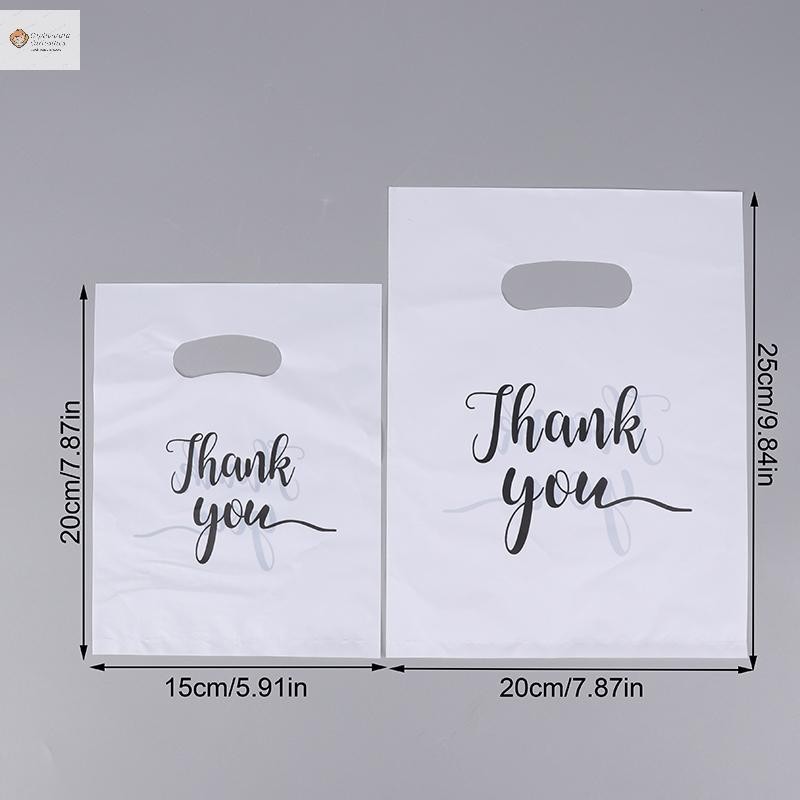 ปลาค็อด 100ชิ้นขอบคุณถุงของขวัญพลาสติกถุงขนมแต่งงานกระเป๋าช้อปปิ้ง ค มาถึง กระเป๋าแต่งงานงานเลี้ยงวันเกิดตกแต่งใหม่ - รูปที่ 3