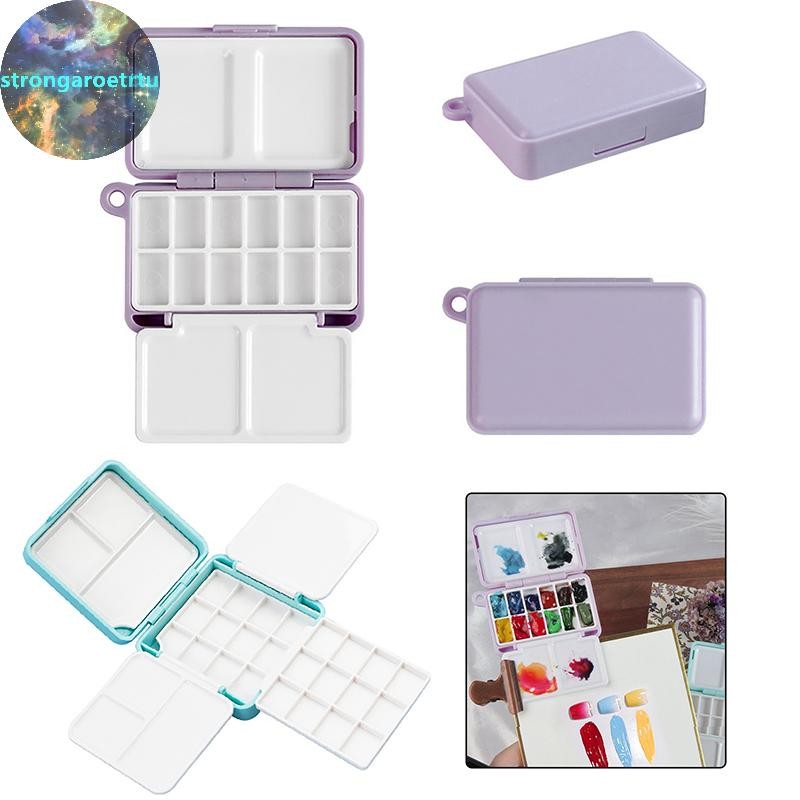Strongaroetrtu แบบพกพาสีน้ําพลาสติก 12/24 กริดภาพวาดกล่อง Palette ครึ่ง Pan Mini สีสําหรับ Art Supplies TH