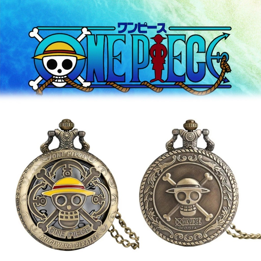 สร้อยคอนาฬิกาพ็อกเก็ต ลายลูฟี่ one piece สไตล์วินเทจ กะโหลกโจรสลัด ของเล่นของขวญ