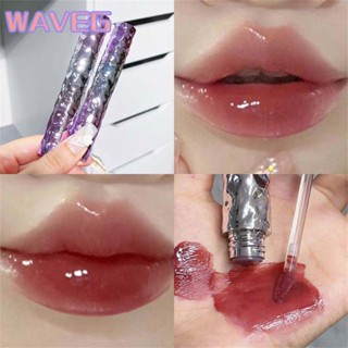 wave HERORANGE ไอซ์ร็อคสีม่วง ลิปสติกติดทนนาน กันน้ำ 6 สี Extract Mirror Lip Glaze Waterlight Lipstick Moisturizing Doodle Lips Not Easy To Stick Cup