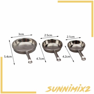 [Sunnimix2] ชุดเครื่องครัวจิ๋ว กระทะโลหะ 1/12 สําหรับบ้านตุ๊กตา 3 ชิ้น