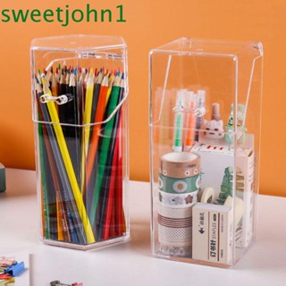 Sweetjohn กล่องใส่ปากกา เครื่องเขียน แบบใส สร้างสรรค์ สําหรับตกแต่งบ้าน ออฟฟิศ