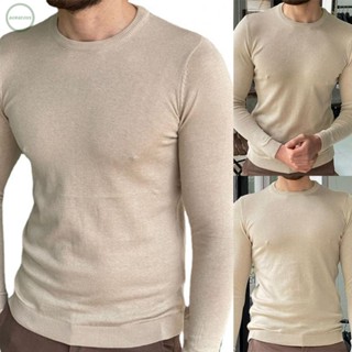 GORGEOUS~Mens Sweater Long Sleeve O-Neck Polyester Pullover Regular Slim Soft Solid