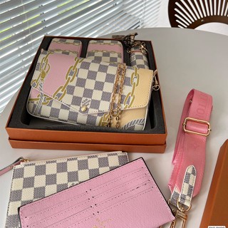 ขายดี Pochette Félicie LNew เคสกระเป๋าถือ พวงกุญแจ ทรงซองจดหมาย 3R1 สีแดง พร้อมกล่อง สําหรับผู้หญิง