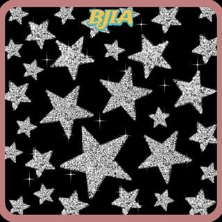Bja แผ่นแพทช์เหล็ก พลอยเทียม รูปดาว สีเงิน 5 ขนาด สําหรับซ่อมแซม DIY 32 ชิ้น