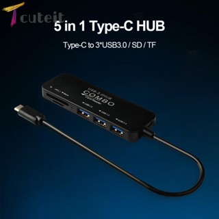 Tcuteit 5 in 1 ฮับ USB C Type C เป็นการ์ดรีดเดอร์ TF หลายพอร์ต OTG