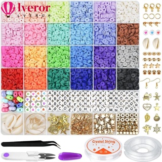 Lveror ชุดลูกปัดดินโพลิเมอร์ ทรงกลมแบน 24 สี 6 มม. สําหรับทําเครื่องประดับ สร้อยข้อมือ DIY 6000 ชิ้น