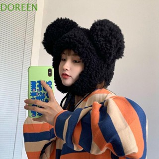 Doreen ผู้หญิง หมวกตุ๊กตา หวาน สบาย หมวกการ์ตูน พร้อมที่ปิดหู น่ารัก หมวกหมี หมวกบอมเบอร์