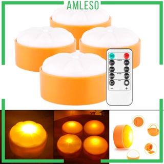 [Amleso] โคมไฟฟักทอง LED แบตเตอรี่จําลอง แบบพกพา พร้อมรีโมตคอนโทรล