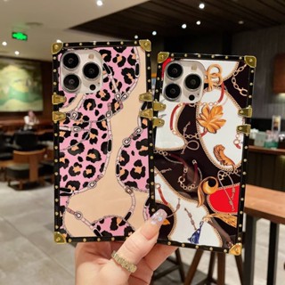 For OPPO Realme 5 5S 5i 6i 7i 8 8i 9 Pro C11 C12 C15 C25 C17 C20 C21 C21Y C25Y C30 C31 C35 C33 C53 C55 Luxury Leopard Gold Flower Square Phone Case