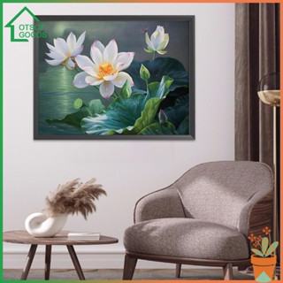 ✿ ล็อตซอฟกู้ด ✿  ชุดปักครอสติช 11CT ผ้าแคนวาส รูปดอกบัว ขนาด 50x40 ซม. DIY