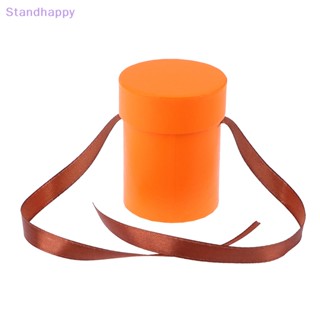 Standhappy ชุดกล่องของขวัญ ผ้าพันคอ ริบบิ้น ทรงกระบอก สีส้ม สไตล์ฝรั่งเศส คุณภาพสูง 1 ชิ้น