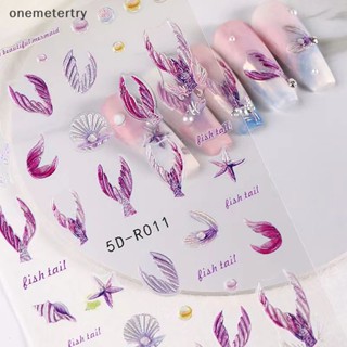 Onem สติกเกอร์ ลายหางนางเงือก แมงกะพรุน 5D สําหรับติดตกแต่งเล็บ