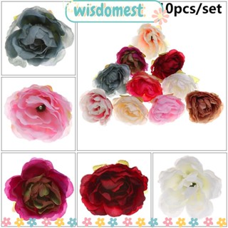 Wisdomest พวงมาลัยดอกไม้ประดิษฐ์ ดอกโบตั๋น ผ้าไหม แฮนด์เมด DIY 3.5 ซม. 10 ชิ้น