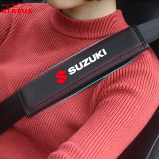 2 ชิ้น Suzuki ปลอกสวมหุ้ม สําหรับสายเข็มขัดนิรภัยในรถยนต์ ปลอกหนังหุ้มเข็มขัดนิรภัย สำหรับ Suzuki Jimny Swift Ertiga Celerio XI7 Ciaz