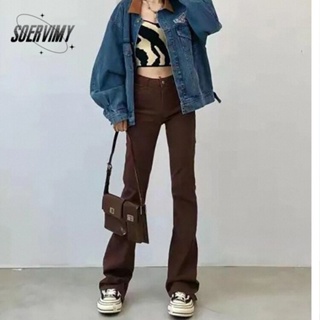 SOERVIMY  กางเกงขายาว กางเกงยีสน์ผู้หญิง ทรงหลวม ๆ ตรง Retro Hip Hop Pants 2023 NEW Style  พิเศษ ทันสมัย ทันสมัย สวยงาม WNK239067K 36Z230909