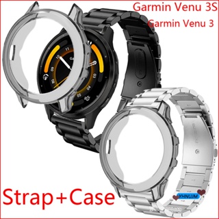 สําหรับ Garmin Venu 3 3S Venu3 เคส TPU ป้องกันหน้าจอ ฝาครอบกันชน เคสสายคล้อง สเตนเลส