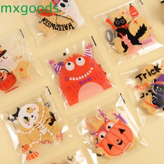 Mxgoods ถุงพลาสติกใส มีกาวในตัว ลายฟักทอง ผี ฮาโลวีน สําหรับใส่ขนม บิสกิต 100 ชิ้น