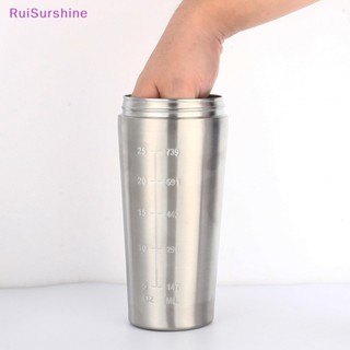 Ruisurshine ใหม่ แก้วมักสเตนเลส แบบพกพา สําหรับใส่เครื่องดื่ม โปรตีน ฟิตเนส เล่นกีฬา