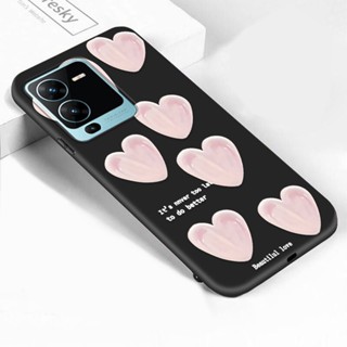 เคสโทรศัพท์ซิลิโคน TPU แบบนิ่ม ลายหัวใจ กันกระแทก สําหรับ Vivo IQOO 11 Z7 V29 5G V25E V27E V25 V27 Pro 5G T1 5G Snapdragon 778G 695