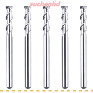 Suchenhd ดอกกัดมิลลิ่ง อะลูมิเนียมอัลลอย ทรงสี่เหลี่ยม สีเงิน ทนทาน 1/8 นิ้ว 2 ฟลุต ยาว 1-1/2 นิ้ว สําหรับงานไม้ 5 ชิ้น