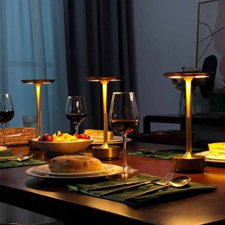 LED Table Lamp Vintage Bar Coffee Bedside Bedroom Rechargeable Touch Sensor Wireless Night Light Dining Room Living Decoration