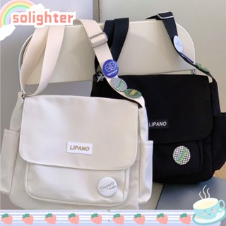 Solighter กระเป๋าเป้สะพายหลัง ผ้าไนล่อน สีพื้น ปรับได้ ความจุขนาดใหญ่ แบบพกพา สําหรับนักเรียน