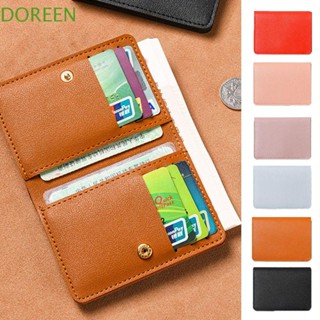 Doreen กระเป๋าใส่เหรียญ กระเป๋าสตางค์ กระเป๋าใส่บัตร สีพื้น สไตล์เกาหลี หลายช่อง ลําลอง แบบบาง สําหรับผู้ชาย