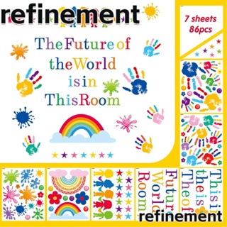 Refinement สติกเกอร์ PVC ลายสีน้ํา หลากสี สําหรับตกแต่งผนังห้องเรียน