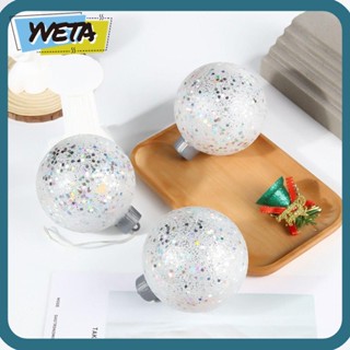 Yveta โคมไฟลูกบอล LED PVC ประดับเลื่อม ทรงกลม 3.94 นิ้ว สําหรับแขวนตกแต่งปาร์ตี้คริสต์มาส งานแต่งงาน