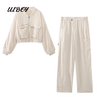 Uibey เสื้อโค้ทแฟชั่น อเนกประสงค์ + กางเกง 3493