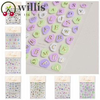 Willis สติกเกอร์ตกแต่งเล็บ ลายตัวอักษรภาษาอังกฤษ สีบรอนซ์ สําหรับตกแต่งเล็บ DIY