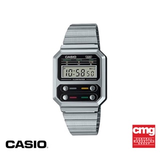 CASIO นาฬิกาข้อมือ CASIO รุ่น A100WE-1ADF วัสดุสเตนเลสสตีล สีเงิน