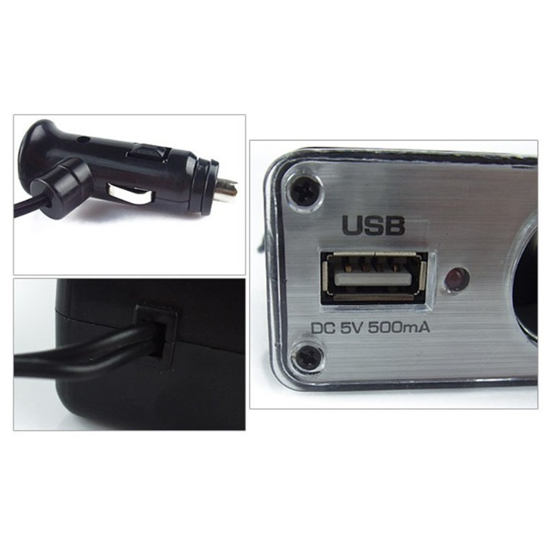 ซ็อกเก็ตขยายที่จุดบุหรี่ไฟฟ้า พร้อมที่ชาร์จ USB สําหรับรถยนต์ - รูปที่ 5