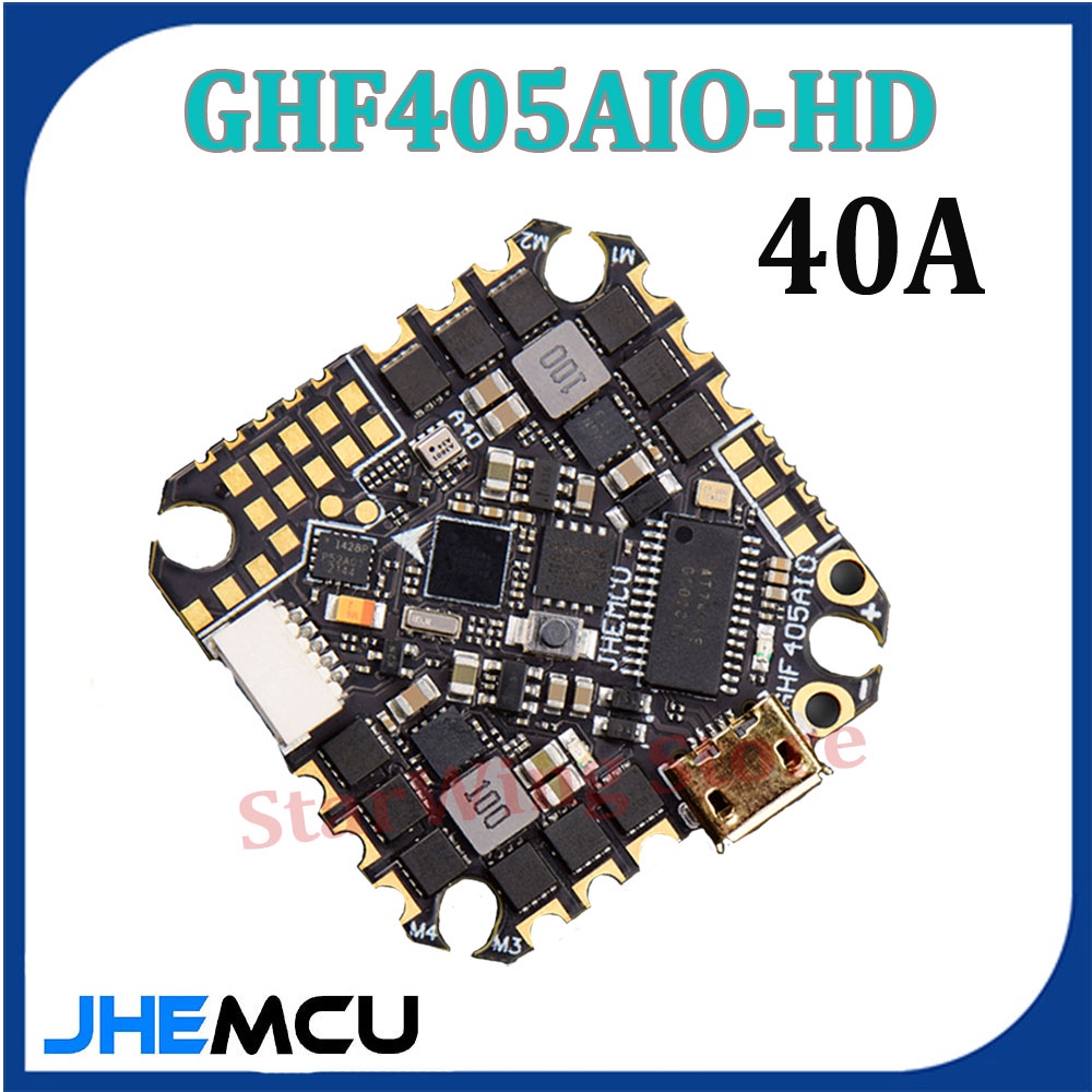 Jhemcu GHF405AIO-HD Betaflight F405 OSD ตัวควบคุมการบิน พร้อมโดรนแข่งขัน 40A ESC PWM Dshot600 2-6S สําหรับไม้จิ้มฟัน RC FPV