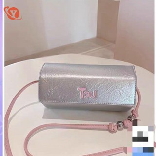 Yp.crossbody กระเป๋าสะพายไหล่ ทรงกระบอก ขนาดเล็ก สีเงิน สําหรับผู้หญิง