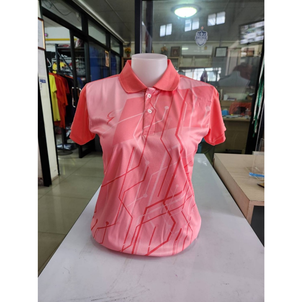 เสื้อกีฬาราคาถูก   เสื้อคอปกสีแดง ใส่ได้ทั้งชายหญิง ผ้าพิมพ์ลาย ใส่สบาย  ทรงสวย SA303 SA304 ราคาถูก Shopee Lazada
